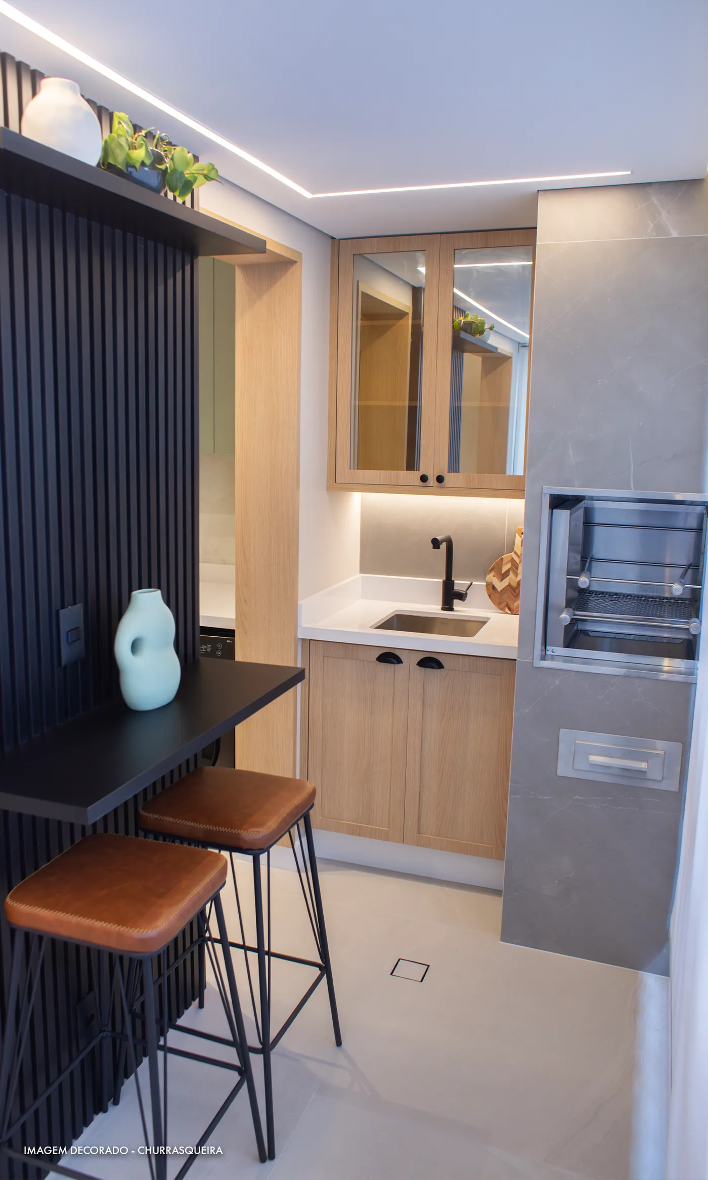 Varanda gourmet do apartamento decorado do Maxximo Prime